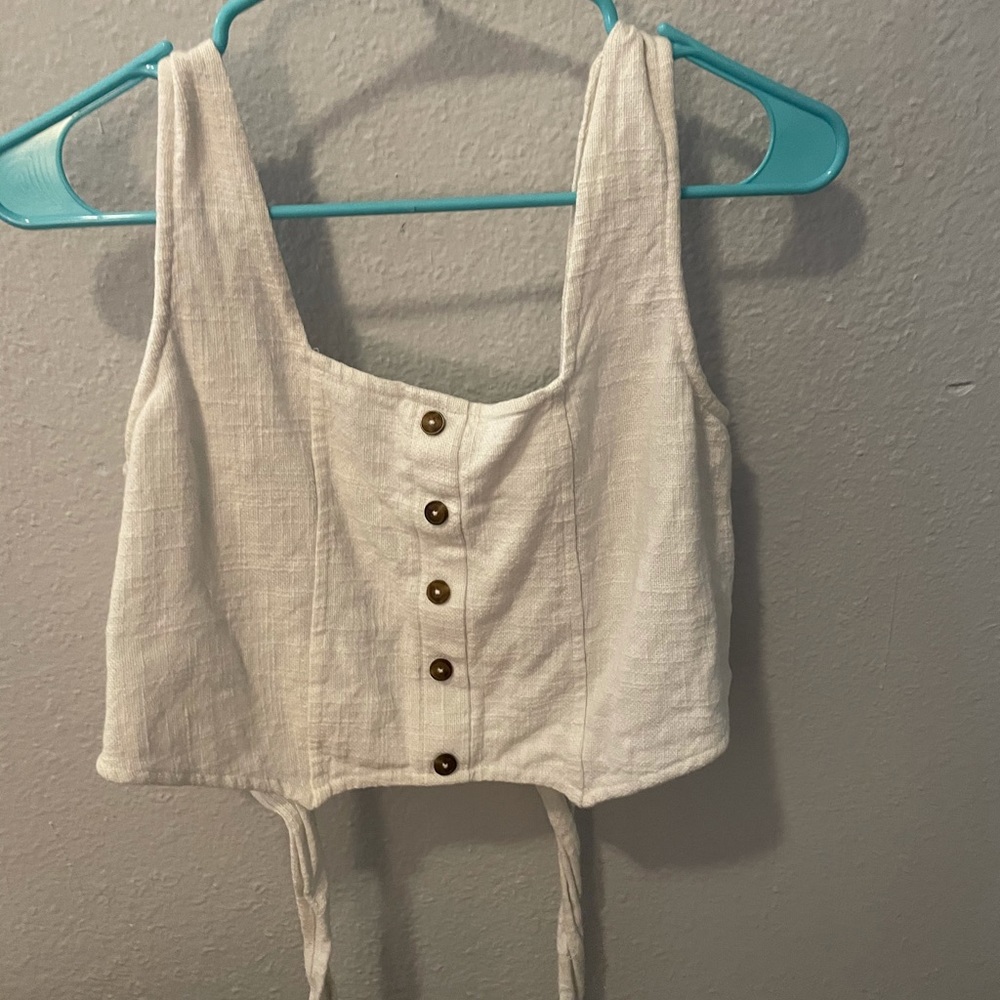 White billabong tie back top